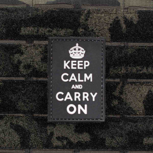 Keep Calm And Carry On PVC Morale Patch (Black) Velcro