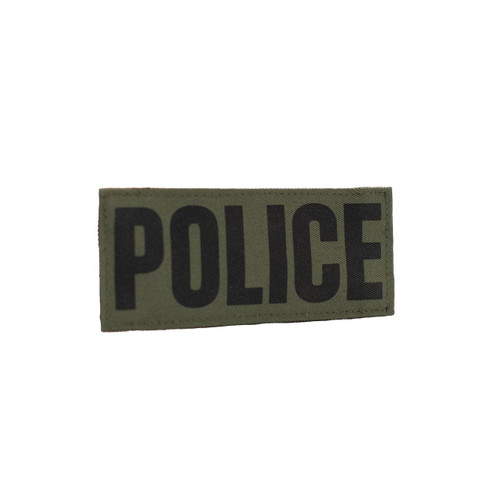 Shellback Tactical Police 2 x 5 Inch ID Placard with Hook Back - Black Text and Olive Background 