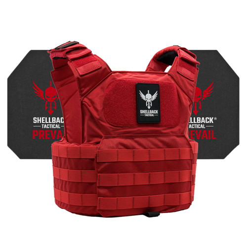Shellback Tactical Patriot Level IV Body Armor Kit with Model 4S17 Ceramic Plates Range Red