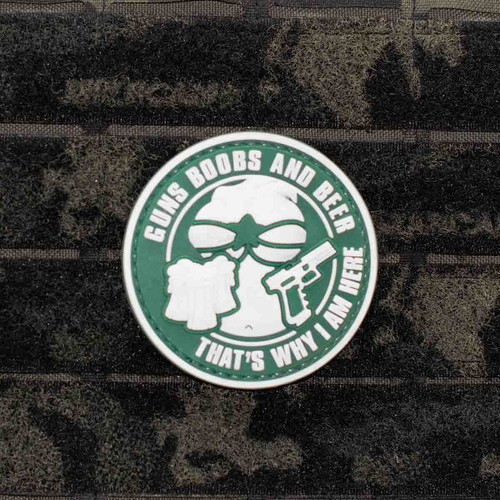 Shellback Tactical Guns, Boobs and Beer PVC Patch Ranger Green Velcro