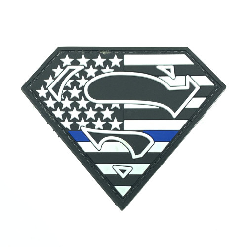 Shellback Tactical Superman Shield PVC Patch Thin Blue Line