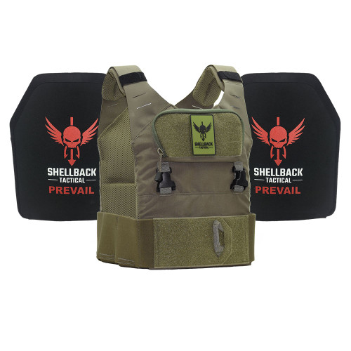 Shellback Tactical Stealth 2.0 Lightweight Level III Armor Kit with Level III LON-III-P Plates Ranger Green