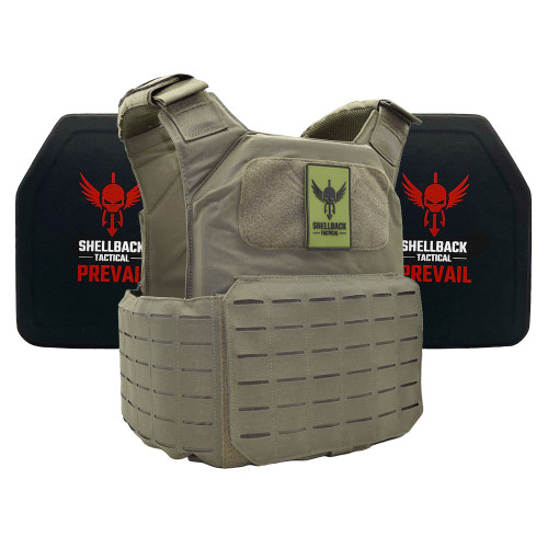 Shellback Tactical Shield 2.0 Lightweight Level IV Armor Kit with Model 4SICMH Ceramic Plates Ranger Green