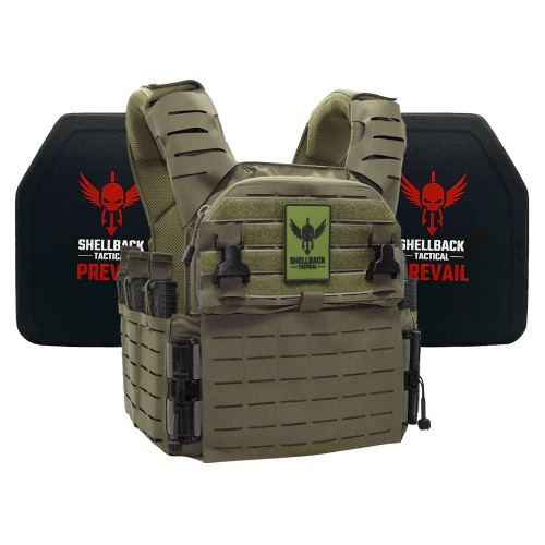 Shellback Tactical Banshee Elite 3.0 Lightweight Level IV Armor Kit with Model 4SICMH Ceramic Plates Ranger Green