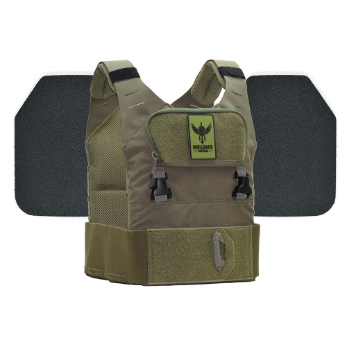 Shellback Tactical Stealth 2.0 Level III Body Armor Kit with Model P5mmSAO Steel Plates Ranger Green