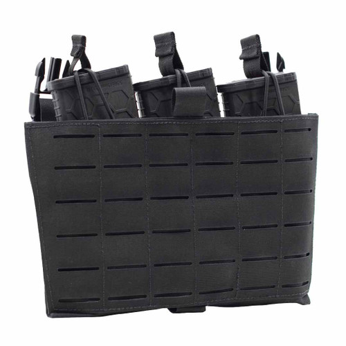 Shellback Tactical Triple Kangaroo M4 Mag Pouch Placard Black Front