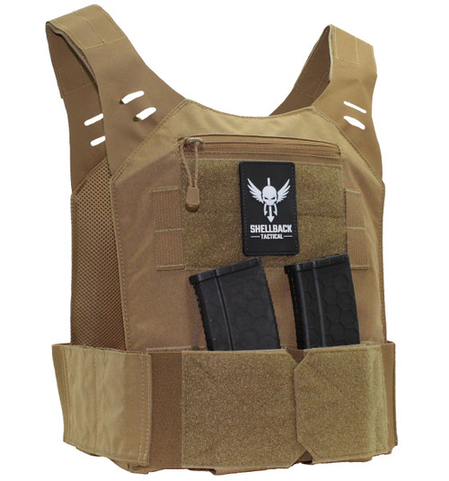 Shellback Tactical Stealth Low Vis Concealable Plate Carrier Front - Coyote