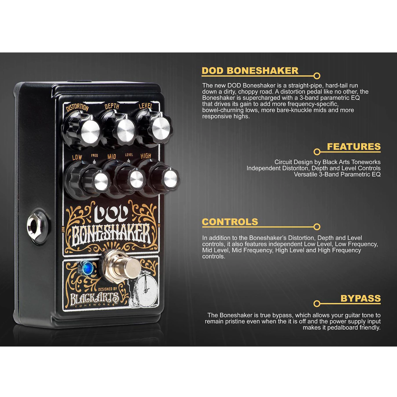 DOD Boneshaker 3バンド パラメトリックEQ搭載 ディストーション