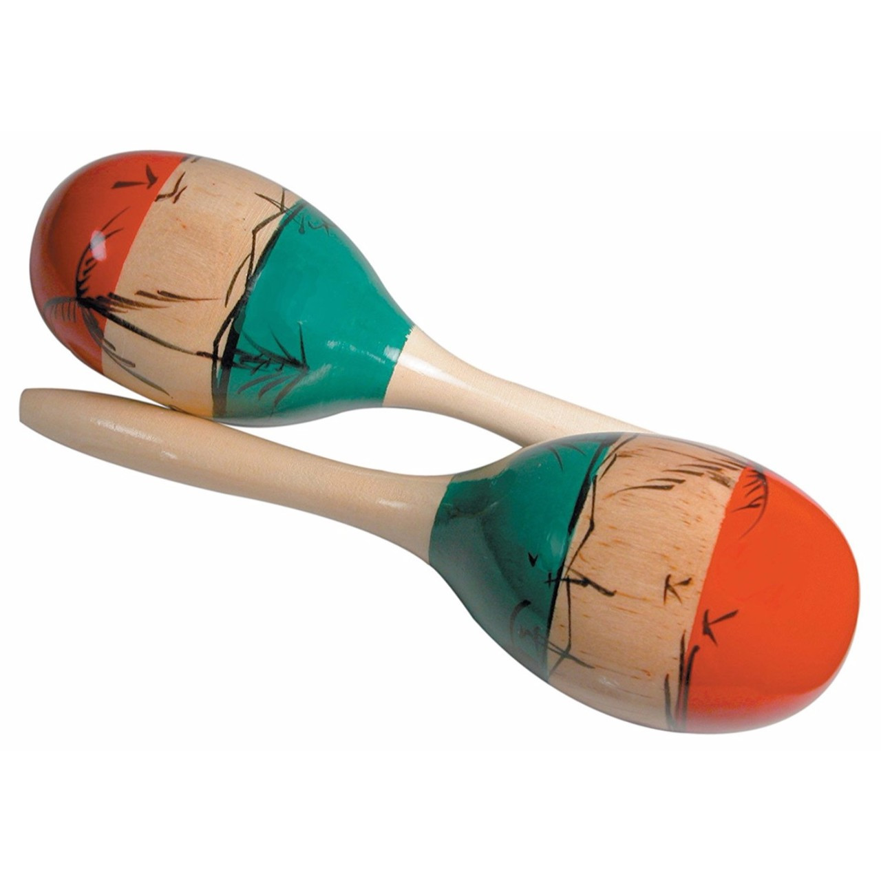 Gp Percussion Mmar Pair Of Tri Color Wooden Mexican Style Maracas