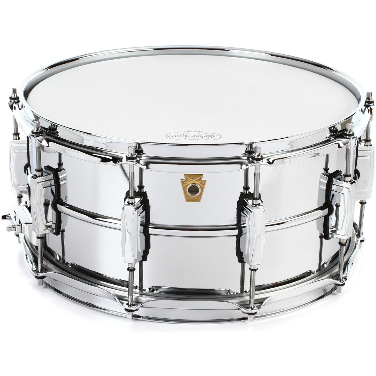 Ludwig LM402 Supraphonic Smooth Chrome Plated Aluminum Snare Drum w/  Imperial Lugs, 6.5