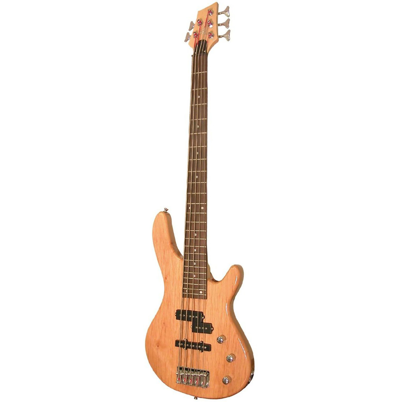 Kona KE5BN 5-String Electric Bass Guitar with Split Pickups, Natural