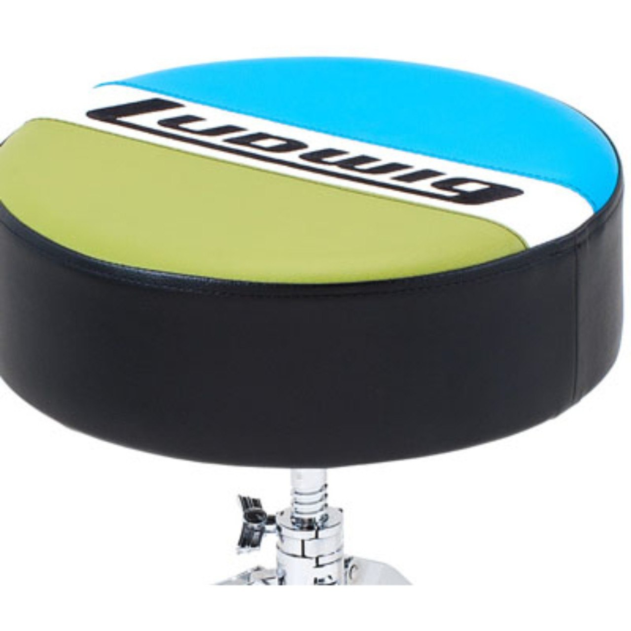LUDWIG ATLAS CLASSIC Drum Throne – Blau/olive, Hoher Komfort Mit Dicker Sitzpolsterung, Höhenverstellbar