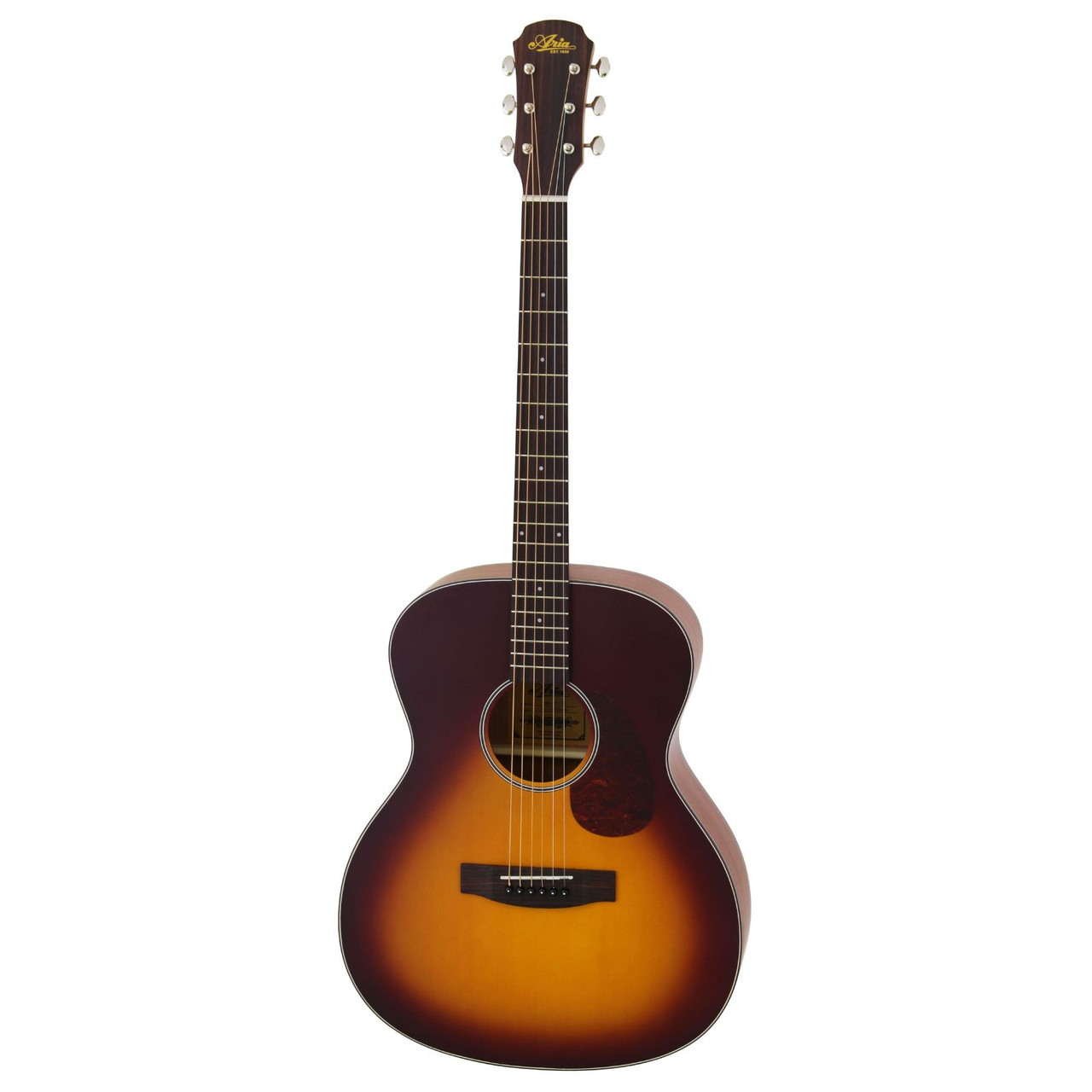 Aria 101 Vintage 100 Series Orchestra Model Acoustic Guitar, Matte Tobacco  Burst