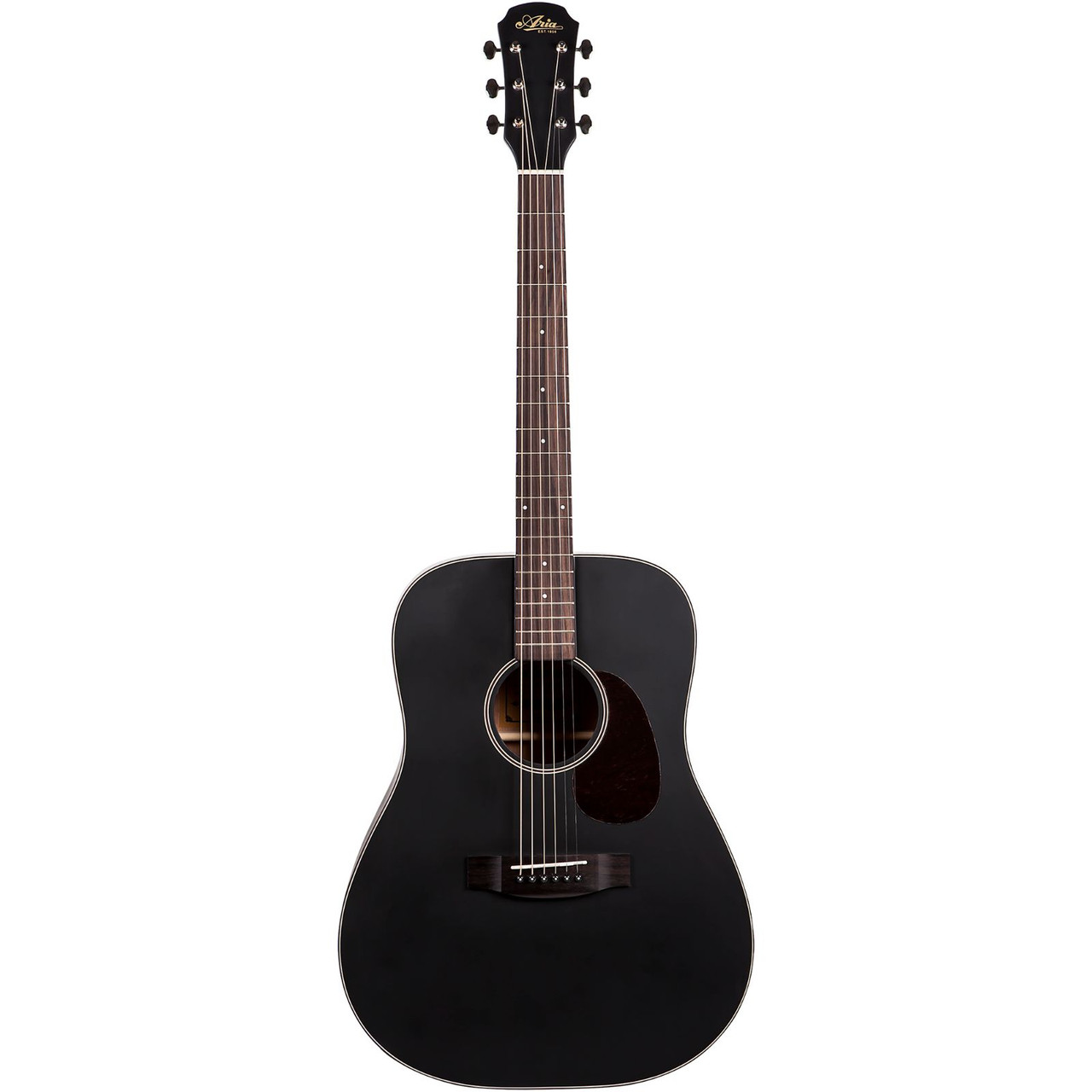 Aria 111 Vintage 100 Series Dreadnought Acoustic Guitar, Matte Black