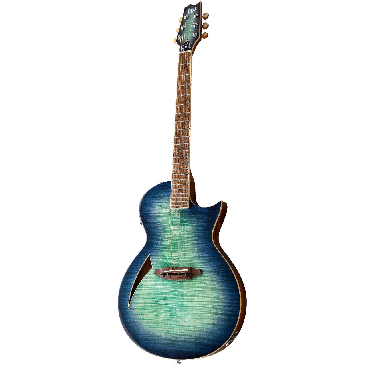 ESP LTD TL-6 ThinLine Acoustic Electric Guitar Flame Top Aqua
