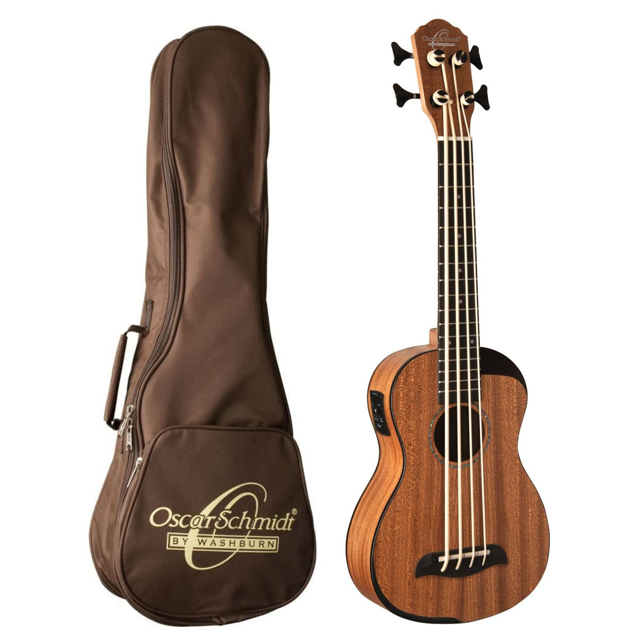 pegefinger Disco Forretningsmand Oscar Schmidt OUB200K Comfort Series Acoustic Electric Bass Ukulele with  Gig Bag, Natural (OUB200K)