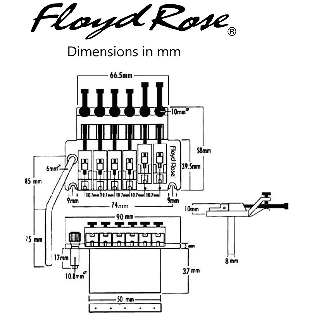 Floyd Rose FRT300S Original Series Tremolo System, Satin Gold