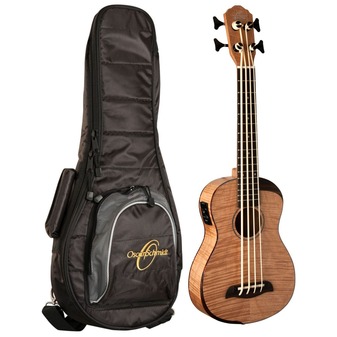 Oscar Schmidt OUB800K Comfort Series Acoustic Electric Bass Ukulele with  Gig Bag, Natural