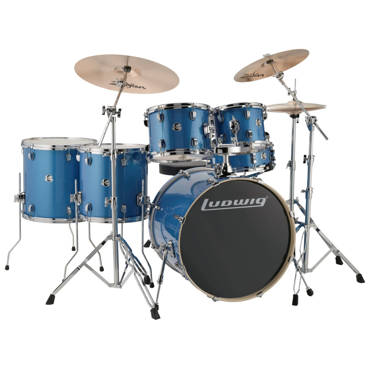 Evolution Hardware, Drum Sparkle with Blue Set Ludwig 6-Piece (LCEE622023EXP) Element LCEE622023EXP