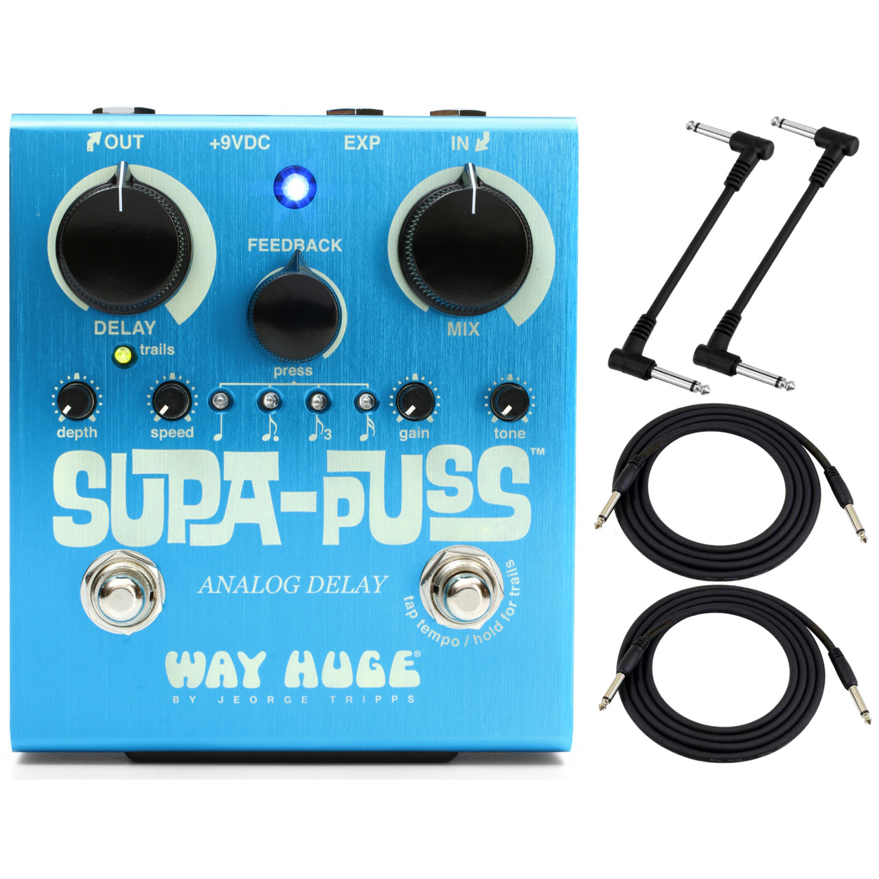 Way Huge WHE707 Supa-Puss Analog Delay Guitar Effect Pedal with Cables