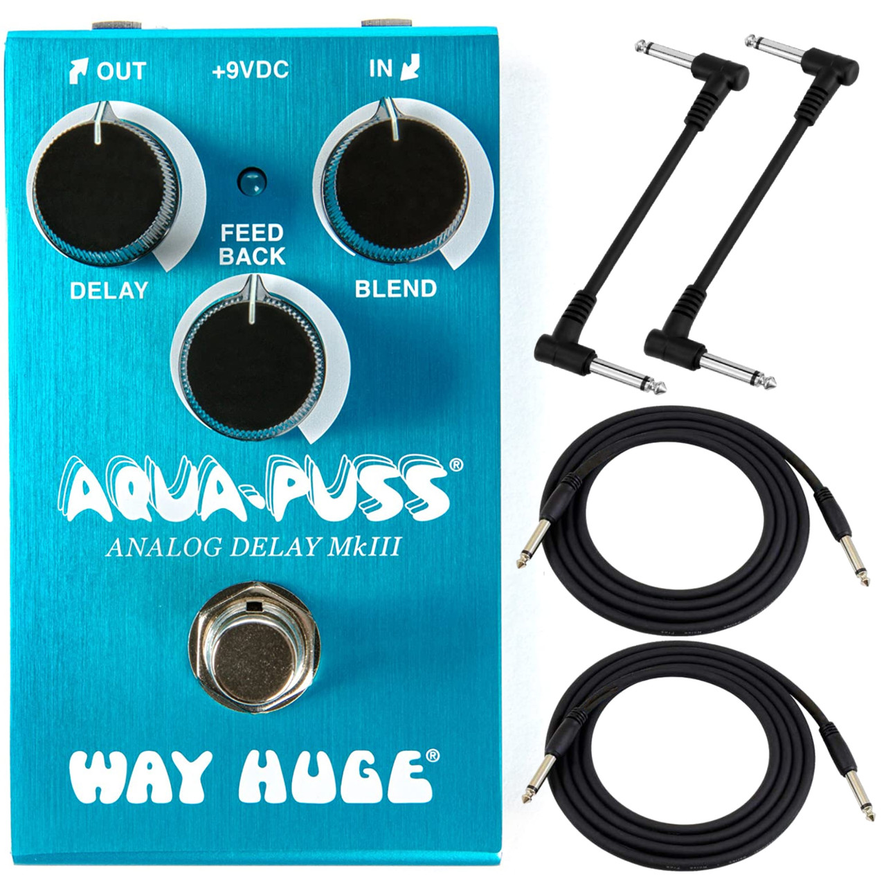 Way Huge WM71 Mini Aqua Puss Mklll Analog Delay Guitar Effects Pedal with  Cables