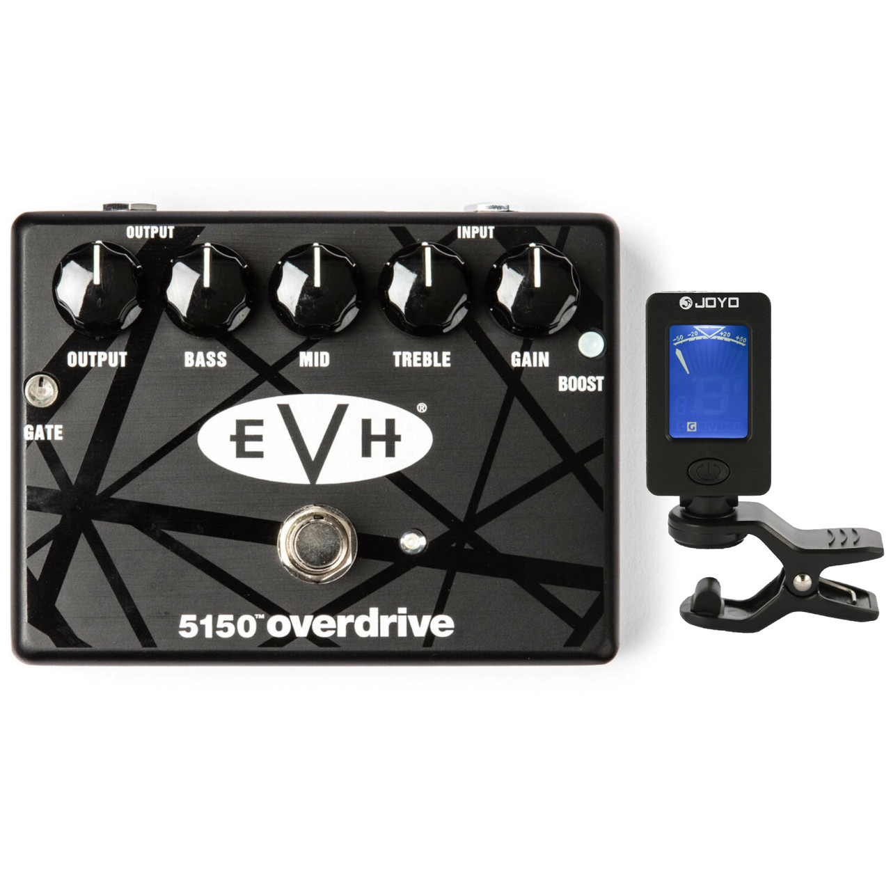 MXR EVH 5150 Eddie Van Halen Signature Overdrive Pedal with Clip-On  Chromatic Tuner