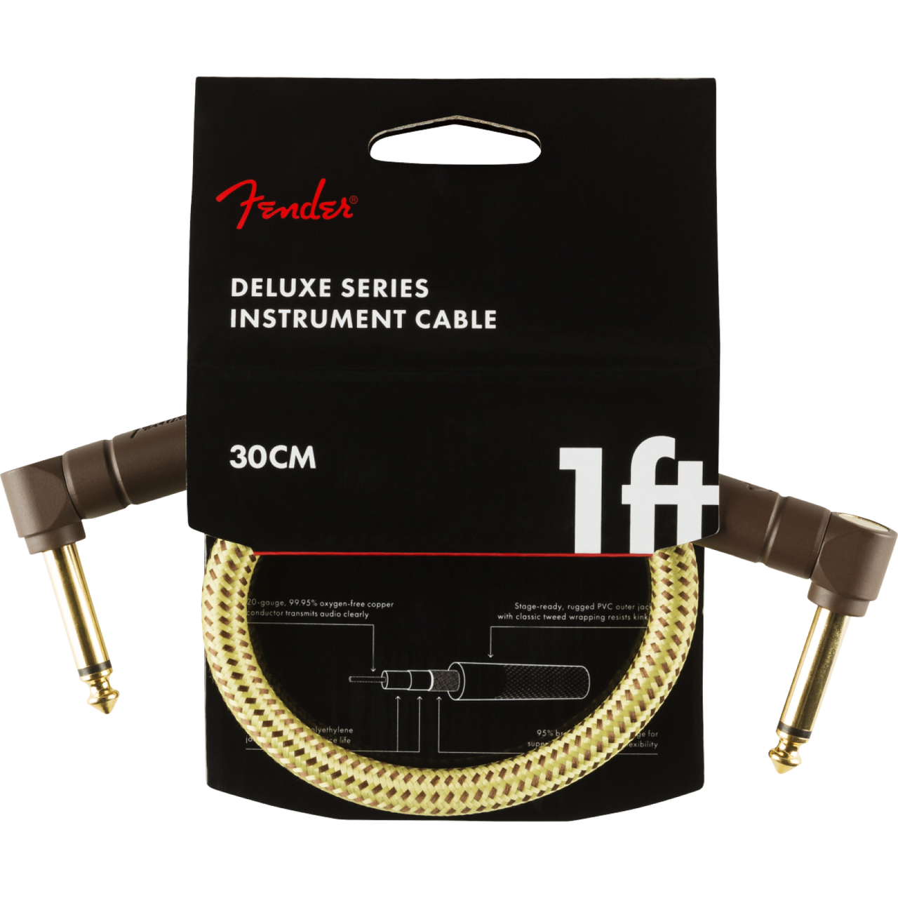 Fender フェンダー Deluxe Series Instrument Cable SS 25ft Black Tweed ギターケーブル  ギターシールド 最大75％オフ！ - アクセサリー