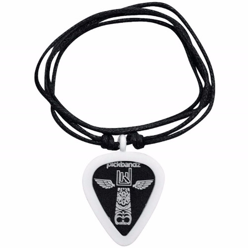 Pickbandz Rope Necklace with Guitar Pick Holder Pendant, Ghost White (PBN-WH)
