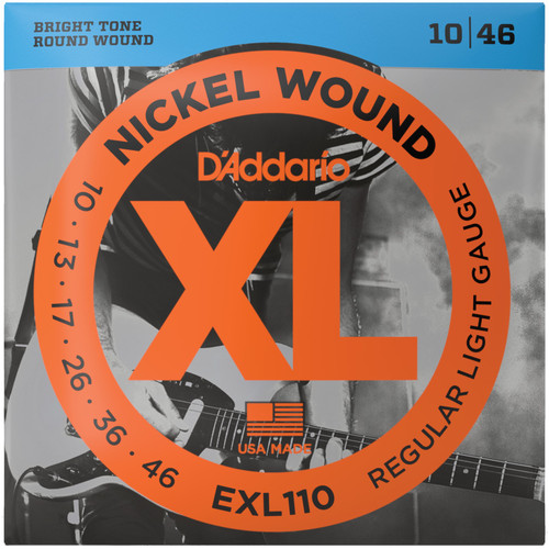 D'Addario EXL110 XL Nickel Wound Electric Guitar Strings, 10-46 Regular Light (EXL110)