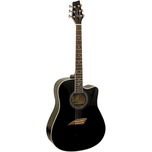 Aria 111 Vintage 100 Series Dreadnought Acoustic Guitar, Matte Black