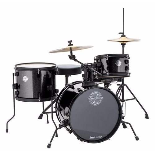 Ludwig LC178X016 Questlove Pocket Kit 4-Piece Junior Drum Set, Black Sparkle