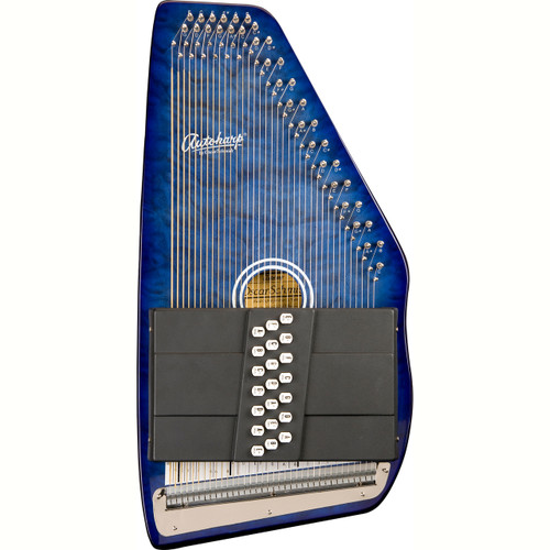 Oscar Schmidt OS21CQ 21 Chord Classic Autoharp, Quilted Transparent Blue