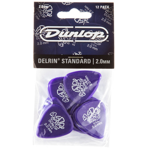 Dunlop 41P2.0 Delrin Standard 2.0mm Guitar Picks, 12-pack