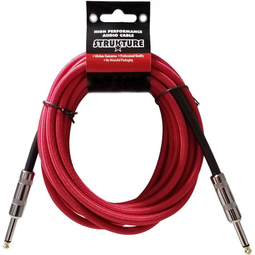 Strukture SC186RD 18.6ft Woven Guitar & Instrument Cable, Red