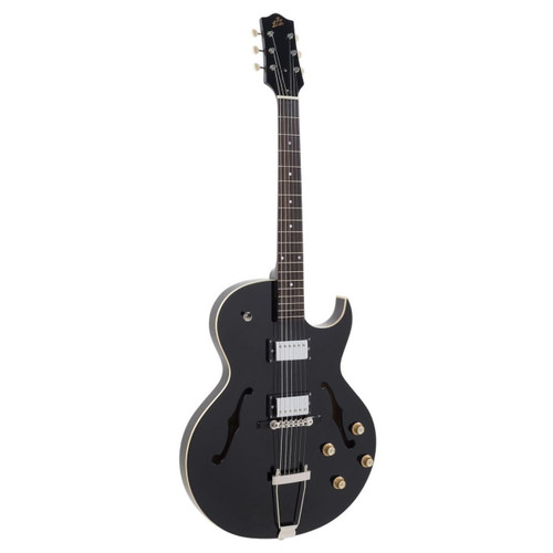 The Loar LH-304T Archtop Thinbody Cutaway Electric Guitar with Dual Humbuckers, Black