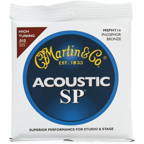 Martin MSPHT10 Phosphor Bronze Acoustic Guitar Strings, High Tuning .010-.025
