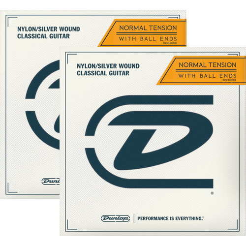 Dunlop DCV100NB Ball-End Classical Guitar Strings, Nylon/Silver Wound - 2 PACK