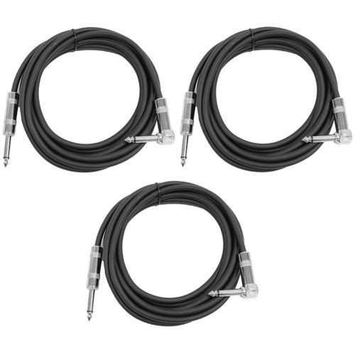 Perfektion 10ft Guitar & Instrument Cable 3 PACK, Right-Angle/Straight, PM103 (PM103-3PK)