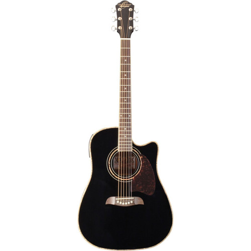 Oscar Schmidt OG2CEB Dreadnought Cutaway Acoustic Electric Guitar, Black