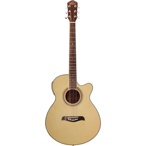 Oscar Schmidt OG10CE Concert Size Cutaway Acoustic Electric Guitar, Natural (OG10CEN)