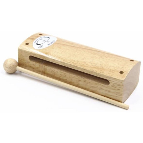 GP Percussion T23A Wood Block with Mallet, Natural (T23A)