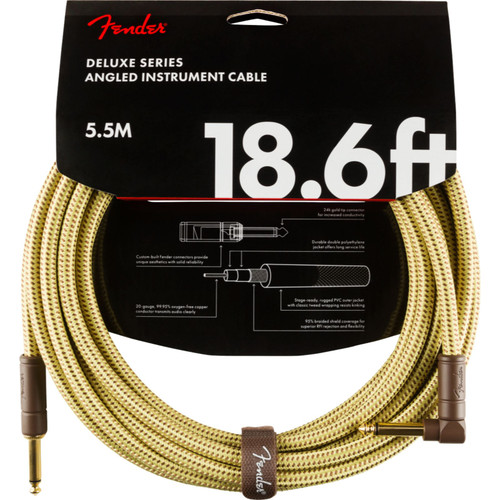 Fender Deluxe Series 18.6 ft. Straight-Angle Instrument Cable, Tweed (099-0820-082)