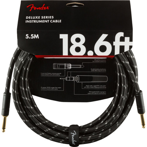 Fender Deluxe Series 18.6 ft. Straight Instrument Cable, Black Tweed (099-0820-080)