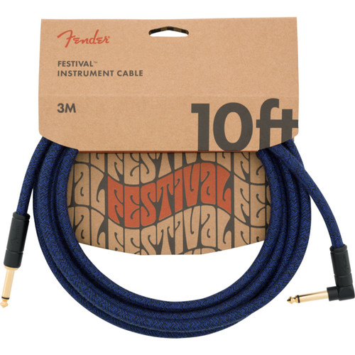 Fender Festival Hemp 10 ft. Straight-Angle Instrument Cable, Blue Dream (099-0910-073)