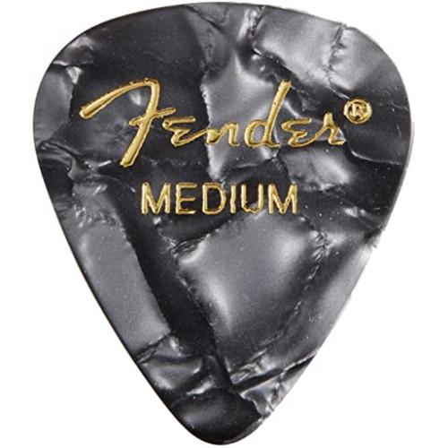 Fender 351 Shape Premier Celluloid Guitar Picks, Medium, Black Moto, 12-Pack (198-0351-843)
