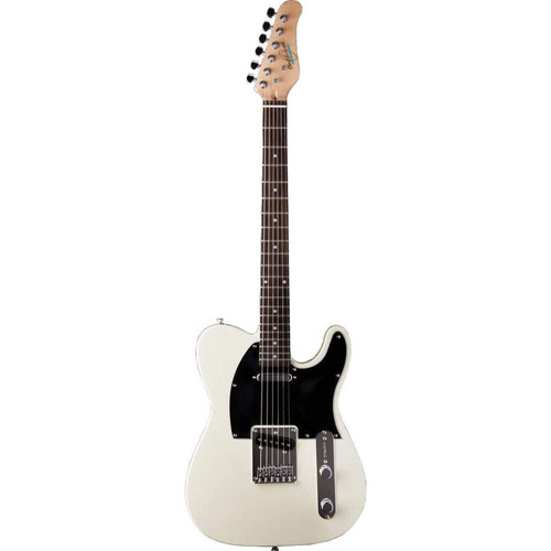 Oscar Schmidt OS-LT Solid Body Single Cut Electric Guitar with Maple Fretboard, Ivory White (OS-LT-IV-MF) 