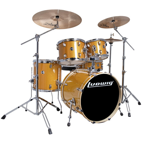 Ludwig LCEE20021EXP Element Evolution 5-Piece Drum Set with Hardware, Gold Sparkle (LCEE20021EXP). CYMBALS NOT INCLUDED.