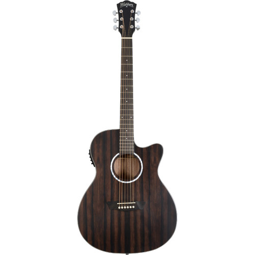 Washburn DFEACE Deep Forest Ebony Ace Grand Auditorium Acoustic Electric Guitar, Striped Ebony (DFEACE-U)