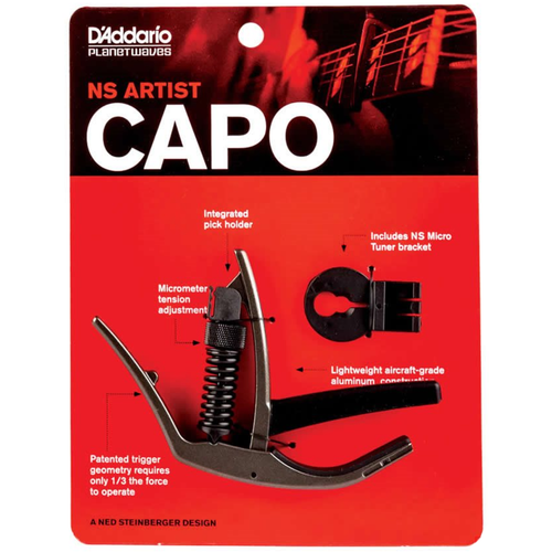 D'Addario PW-CP-10MG NS Artist Capo for Acoustic and Electric Guitar, Metallic Grey (PW-CP-10MG)