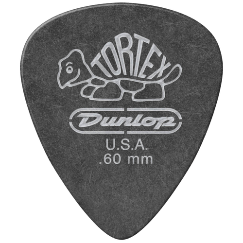 Dunlop 488P.60 Tortex Pitch Black Standard Guitar Picks, .60mm, 12-Pack (488P.60)